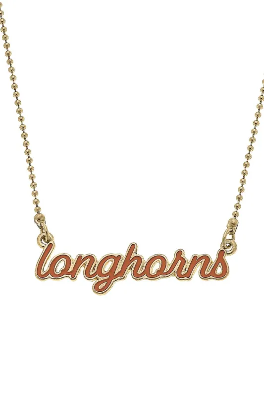 Texas Longhorns Enamel Script Necklace sold by Canvas Style