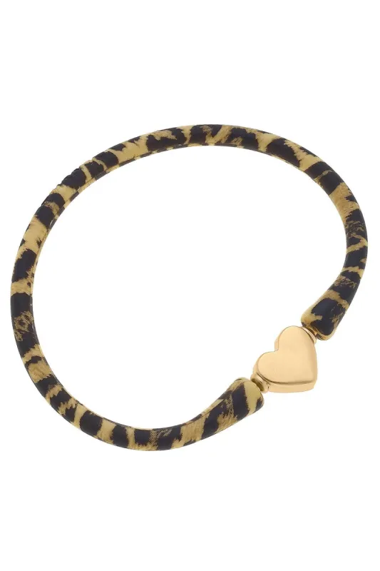 Bali Heart Bead Silicone Bracelet in Leopard Print - FINAL SALE sold by Canvas Style