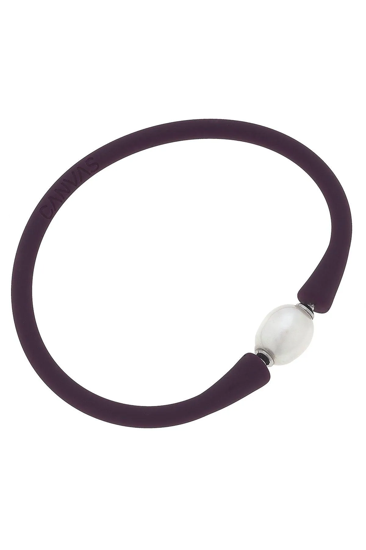 Bali Freshwater Pearl Silicone Bracelet in Plum - FINAL SALE sold by Canvas Style
