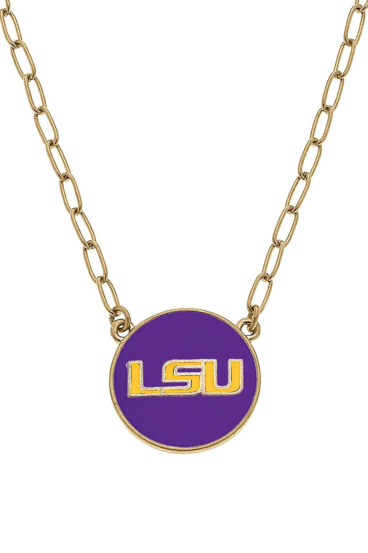 LSU Tigers Enamel Disc Pendant Necklace - FINAL SALE sold by Canvas Style