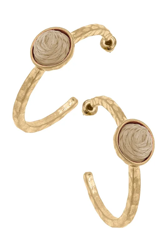 Barcelona Raffia Hoop Earrings in Natural - FINAL SALE sold by Canvas Style