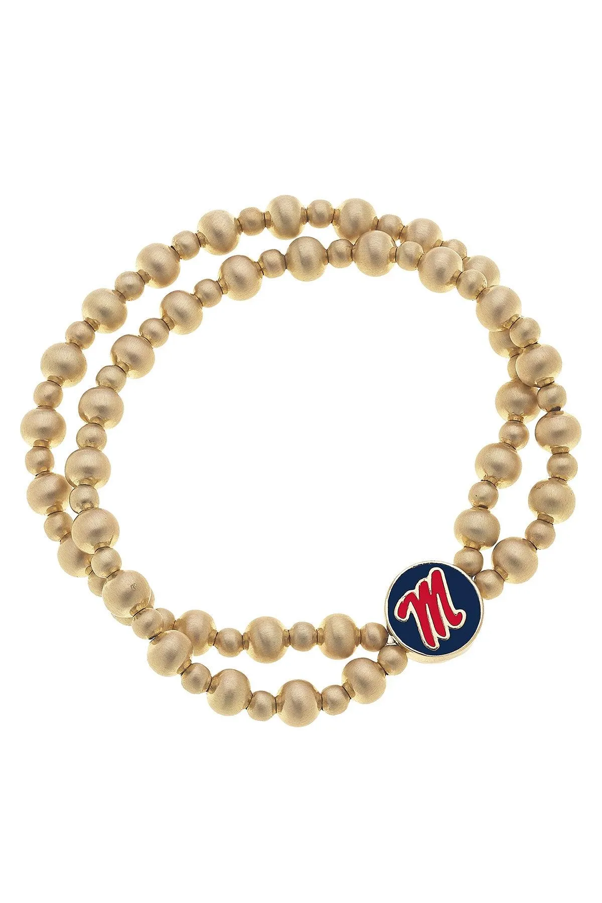 Ole Miss Rebels 2-Row Ball Bead Stretch Bracelet sold by Canvas Style