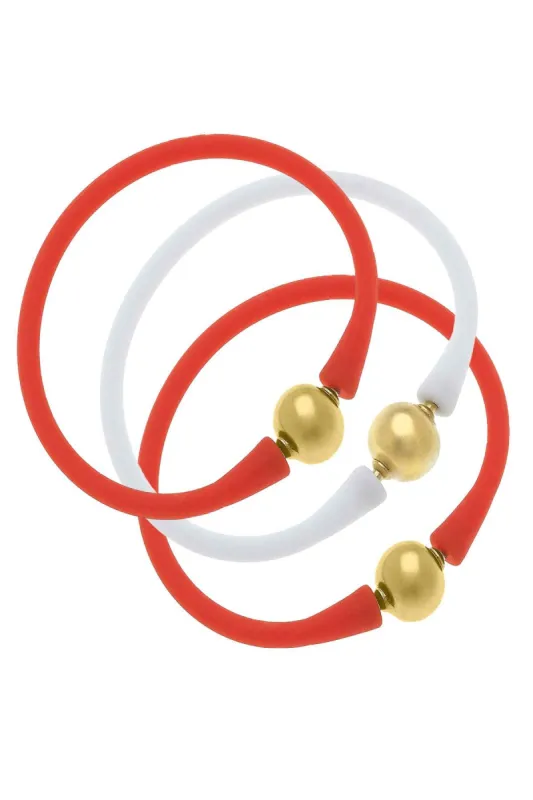 Bali Game Day 24K Gold Bracelet Set of 3 in Orange & White sold by Canvas Style