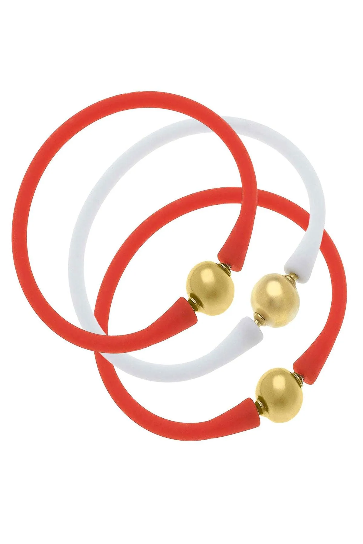 Bali Game Day 24K Gold Bracelet Set of 3 in Orange & White sold by Canvas Style