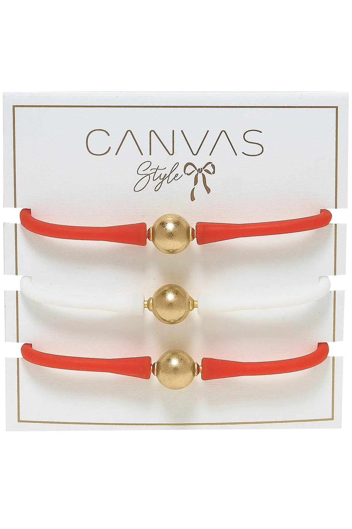 Bali Game Day 24K Gold Bracelet Set of 3 in Orange & White sold by Canvas Style product image thumbnail 2