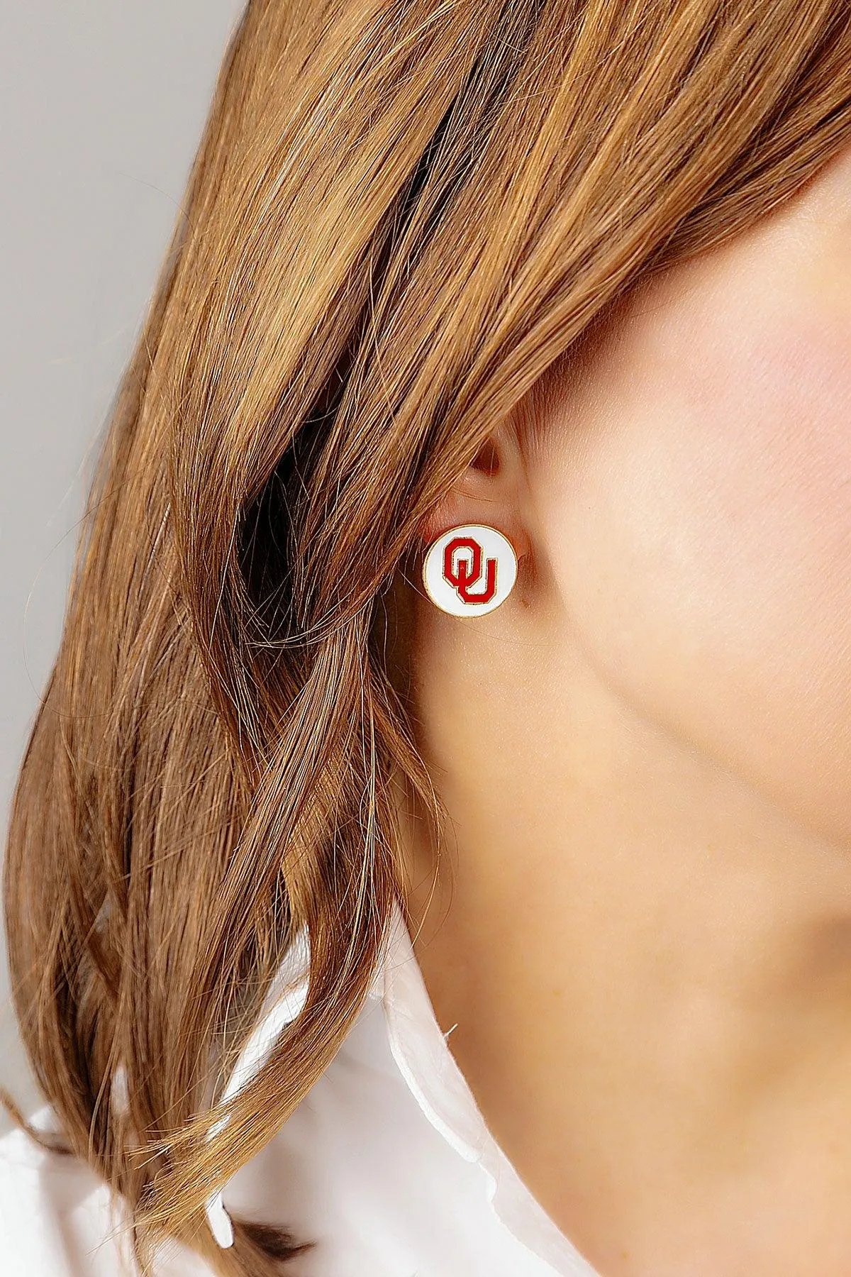 Oklahoma Sooners Enamel Disc Stud Earrings - FINAL SALE sold by Canvas Style product image thumbnail 2