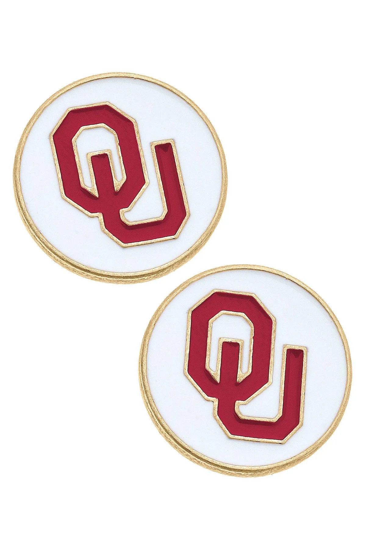 Oklahoma Sooners Enamel Disc Stud Earrings - FINAL SALE sold by Canvas Style