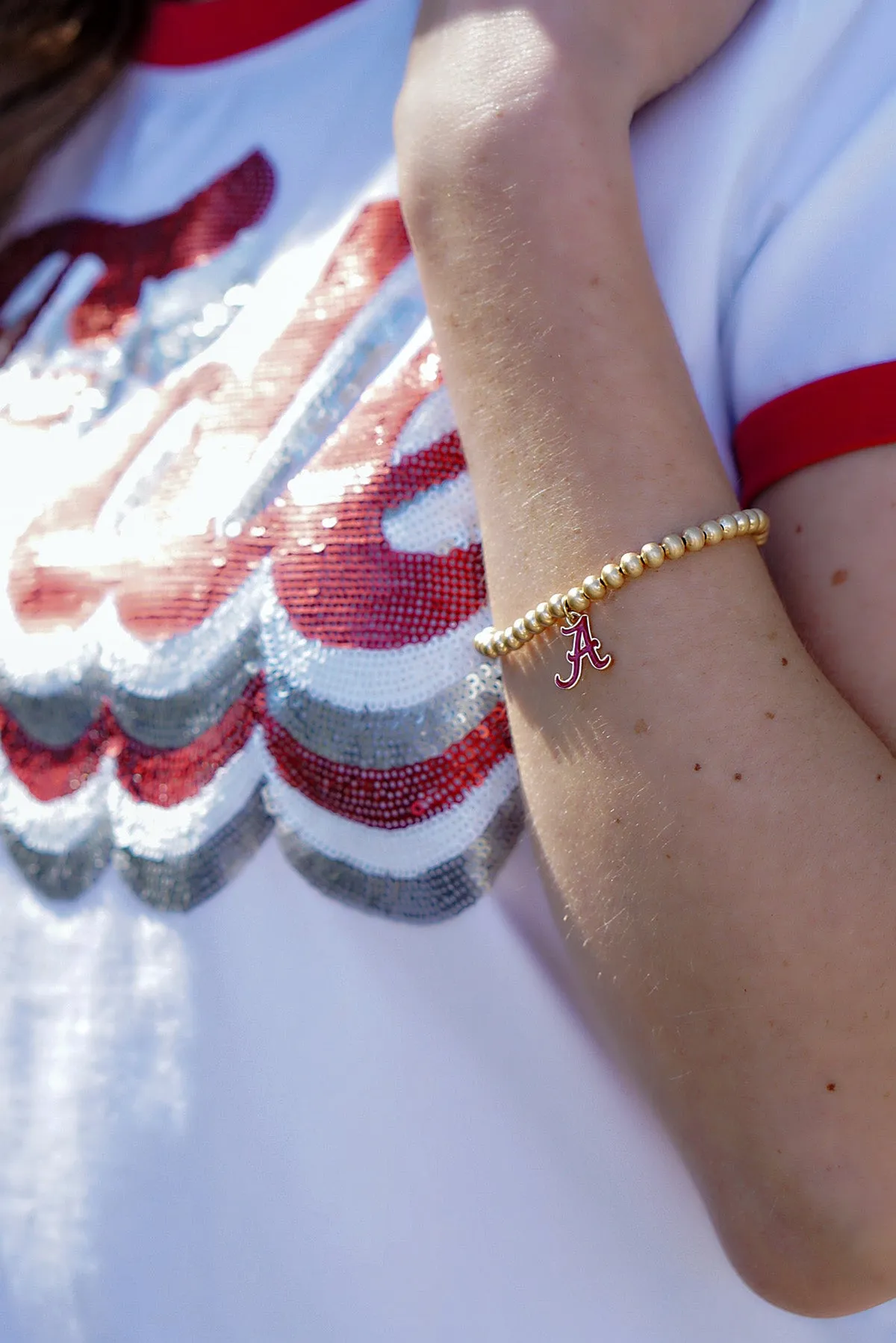 Alabama Crimson Tide Ball Bead Stretch Bracelet sold by Canvas Style product image thumbnail 2