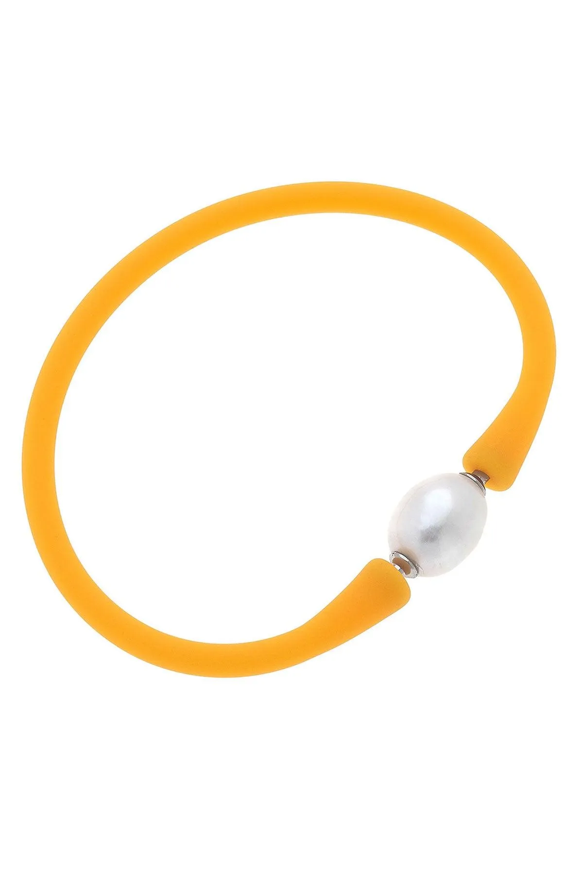 Bali Freshwater Pearl Silicone Bracelet in Neon Orange - FINAL SALE sold by Canvas Style