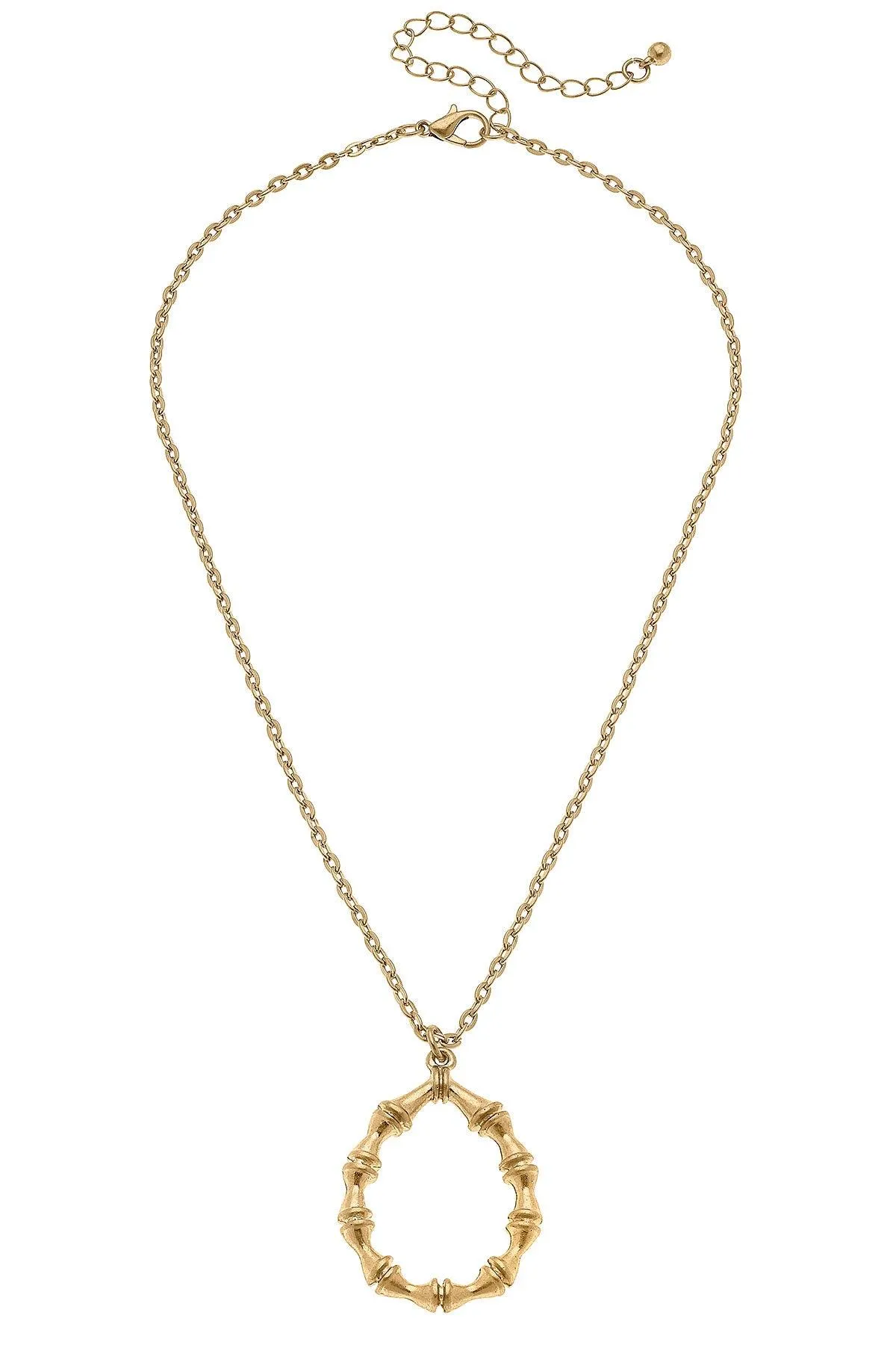 Jenny Bamboo Teardrop Necklace in Worn Gold - FINAL SALE sold by Canvas Style product image thumbnail 2