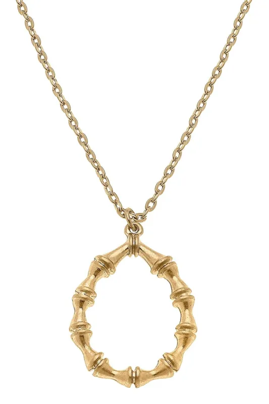 Jenny Bamboo Teardrop Necklace in Worn Gold - FINAL SALE sold by Canvas Style