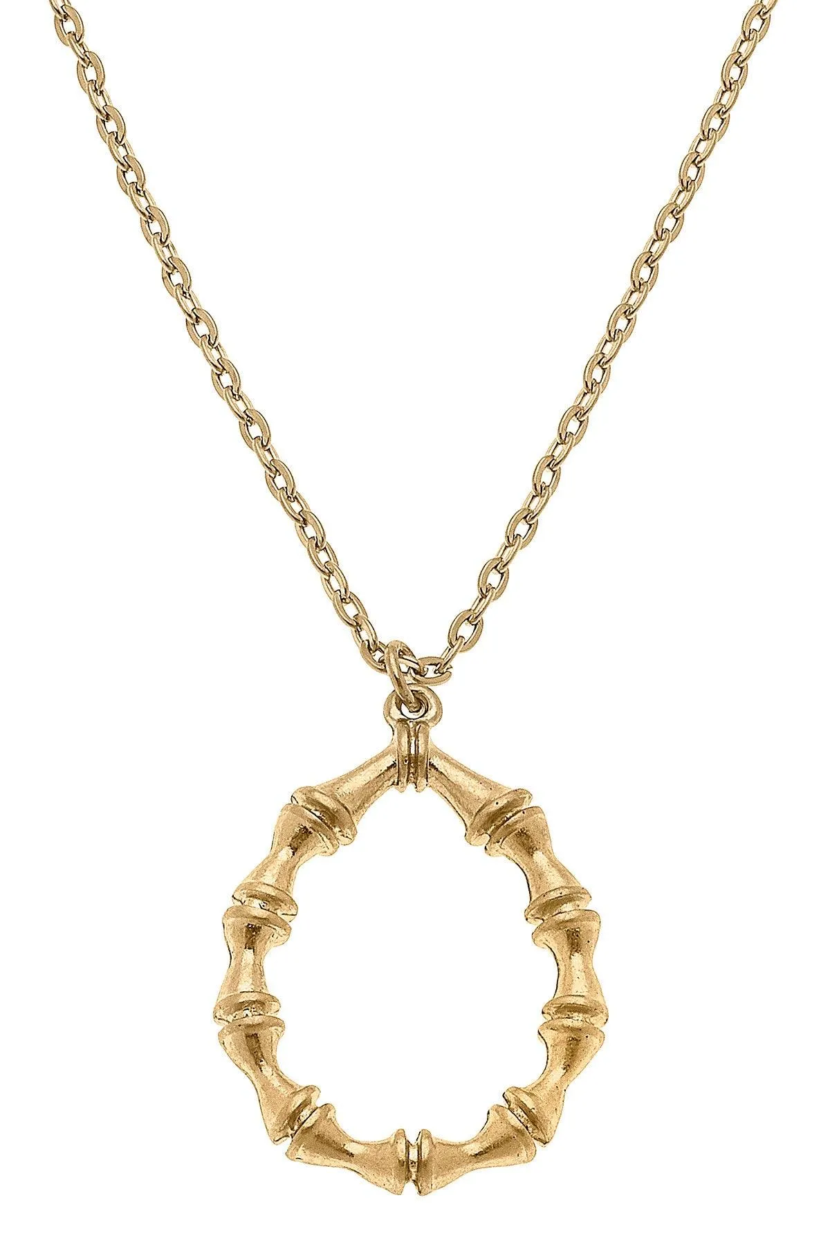 Jenny Bamboo Teardrop Necklace in Worn Gold - FINAL SALE sold by Canvas Style