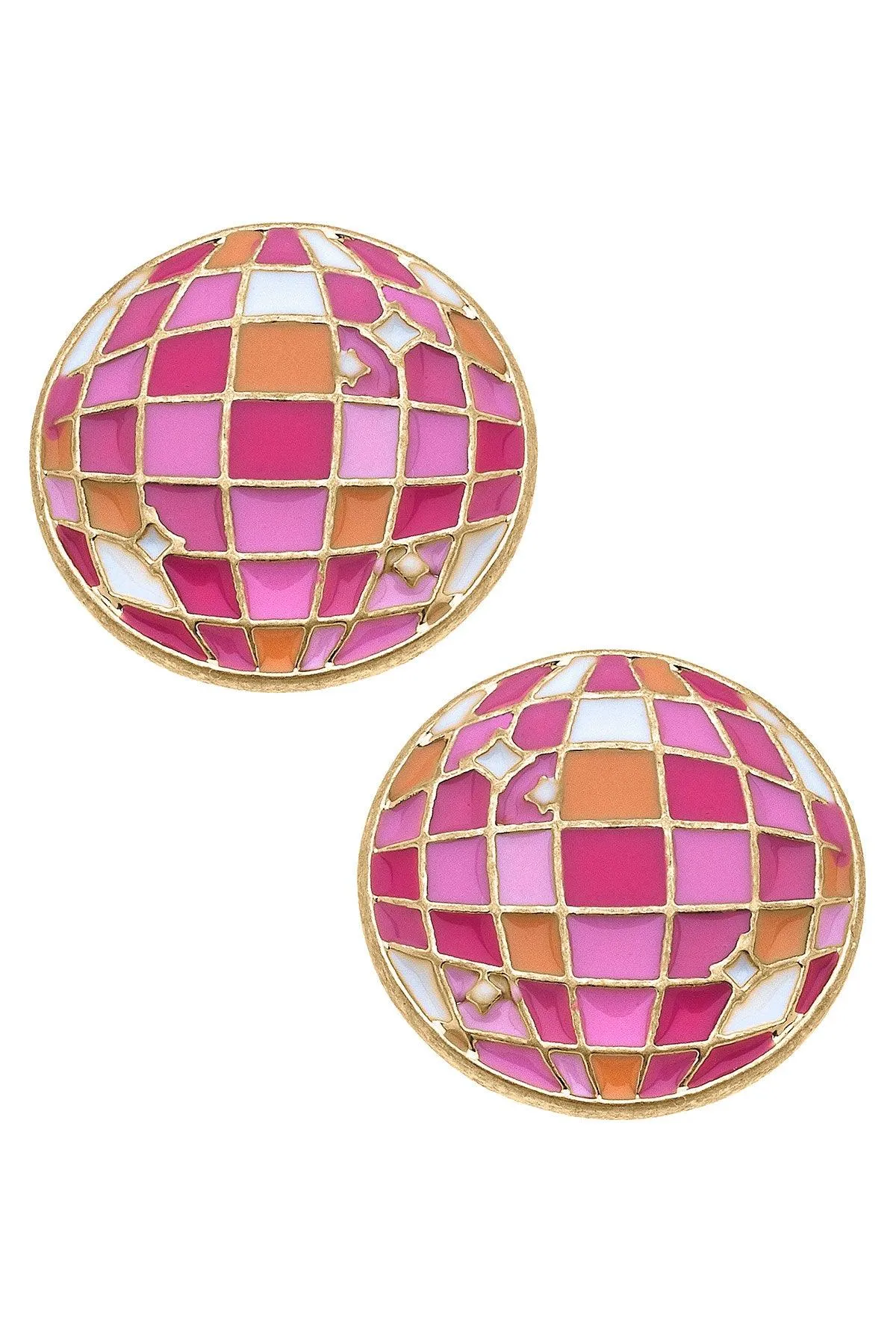 Rodeo Disco Ball Enamel Stud Earrings sold by Canvas Style