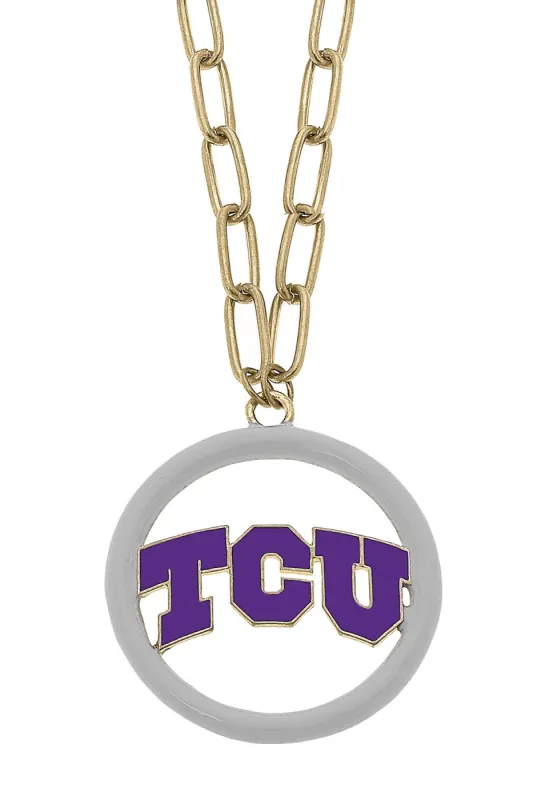 TCU Horned Frogs Logo Enamel Medallion 32" Necklace sold by Canvas Style