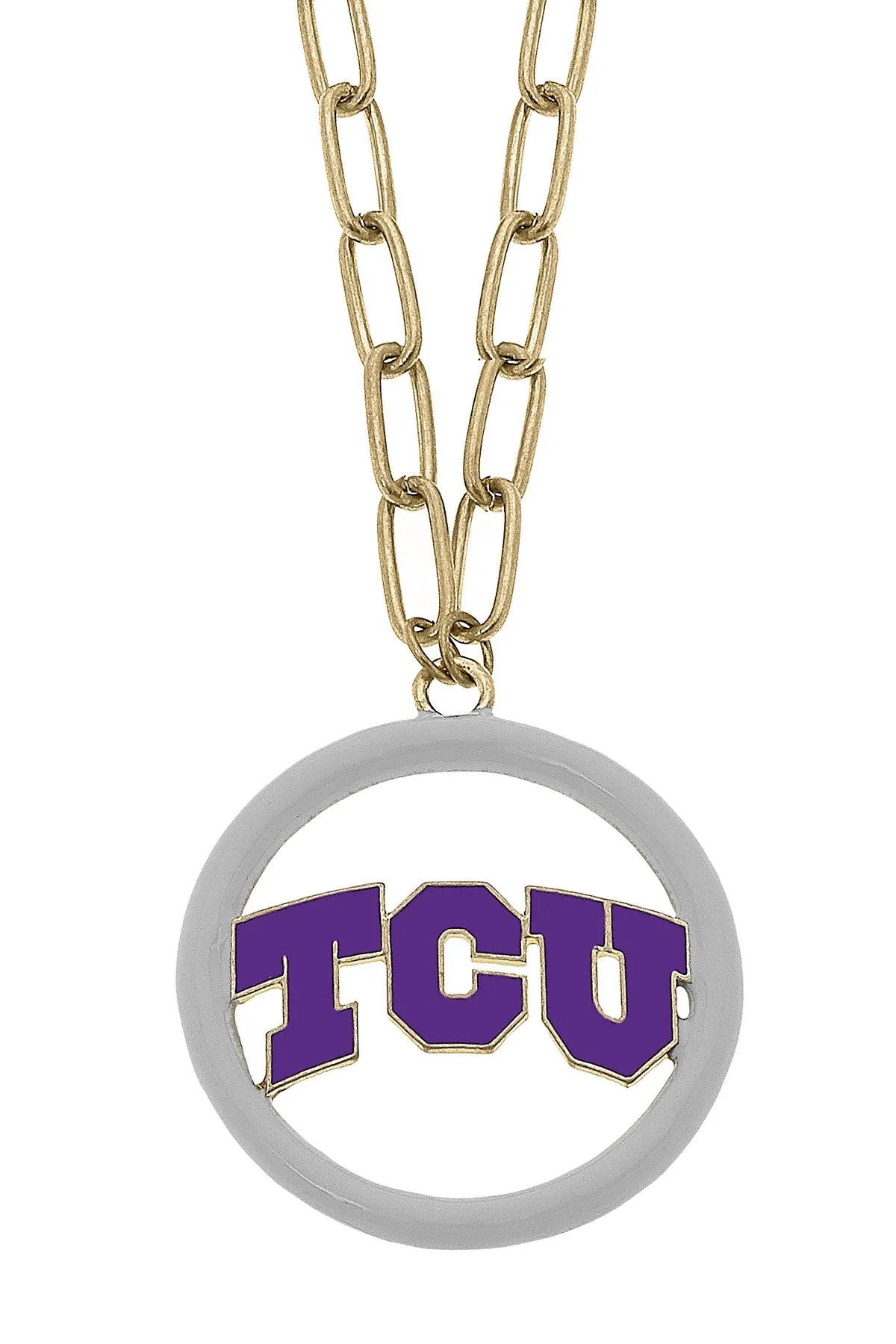 TCU Horned Frogs Logo Enamel Medallion 32" Necklace sold by Canvas Style