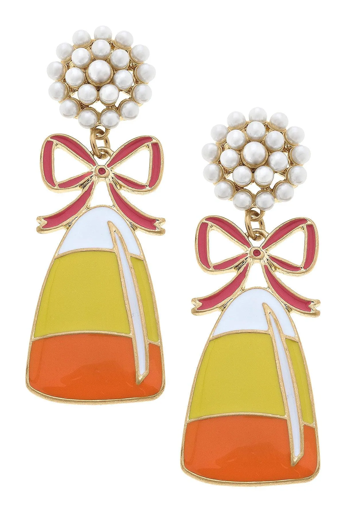 Halloween Enamel Candy Corn Earrings in Orange/Yellow/White sold by Canvas Style