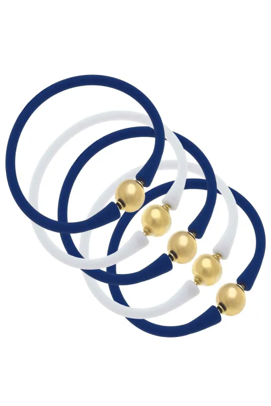 Bali Game Day 24K Gold Bracelet Set of 5 in Royal Blue & White sold by Canvas Style