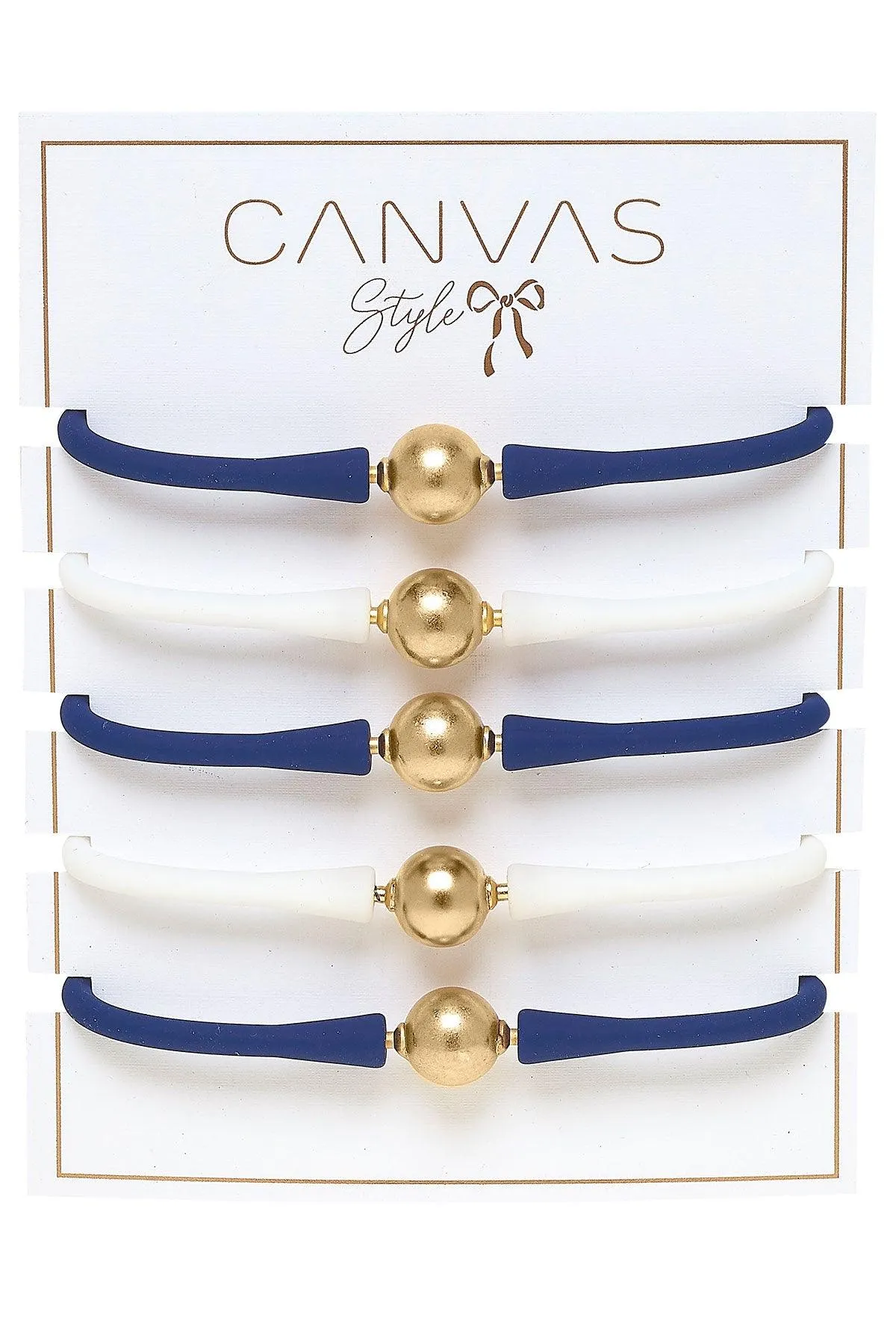 Bali Game Day 24K Gold Bracelet Set of 5 in Royal Blue & White sold by Canvas Style product image thumbnail 2