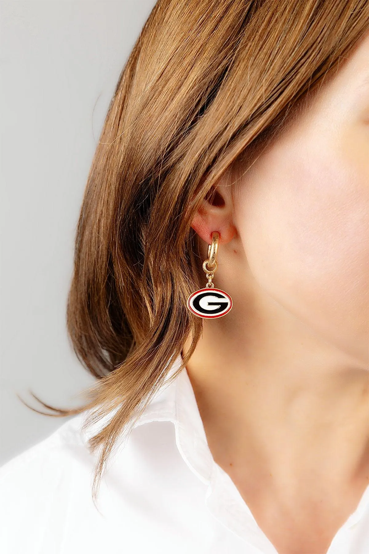 Georgia Bulldogs Enamel Drop Hoop Earrings sold by Canvas Style product image thumbnail 2