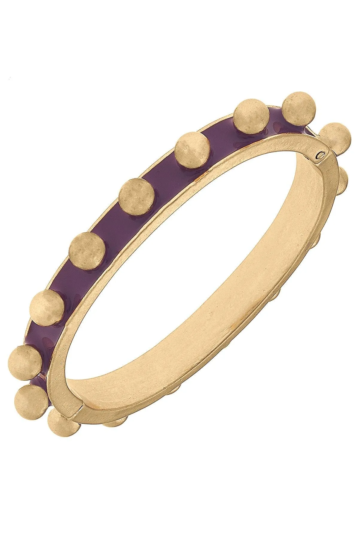 Jenna Chunky Enamel Studded Metal Hinge Bangle in Purple sold by Canvas Style