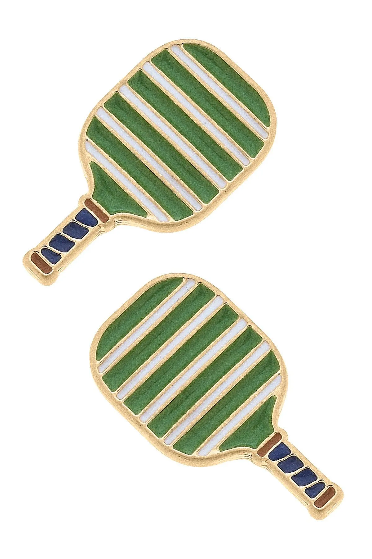 Ellie Pickleball Paddle Stud Earrings in Green sold by Canvas Style