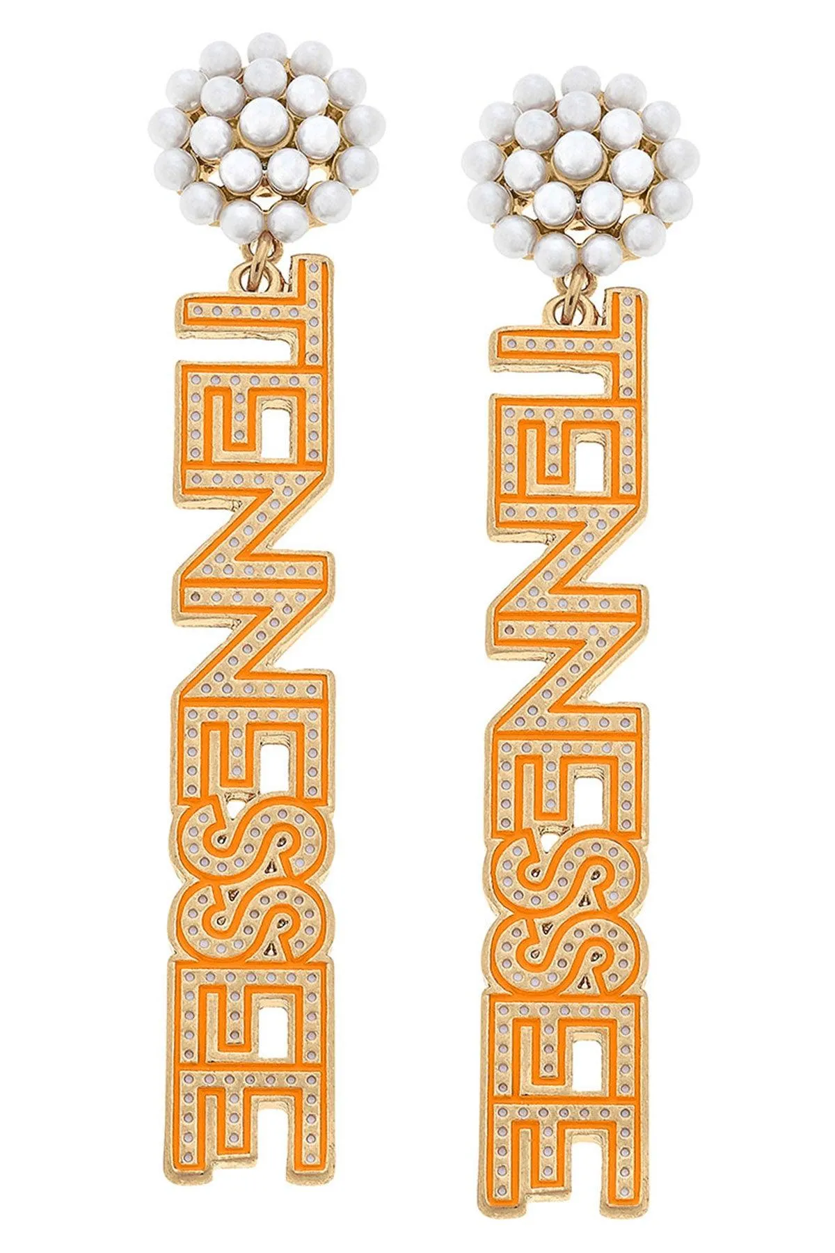 Tennessee Volunteers Pearl Cluster Dotted Enamel Drop Earrings - FINAL SALE sold by Canvas Style