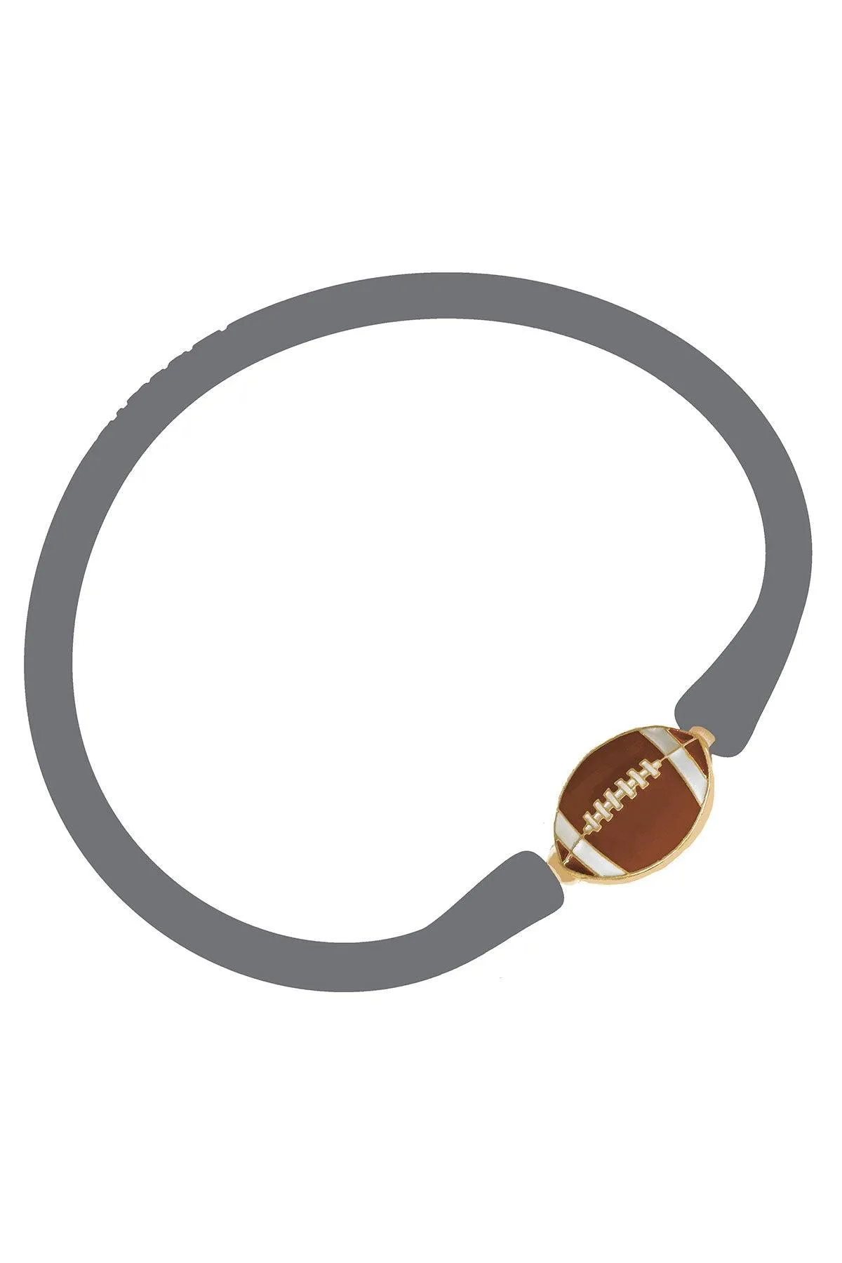 Enamel Football Silicone Bali Bracelet in Steel Grey sold by Canvas Style