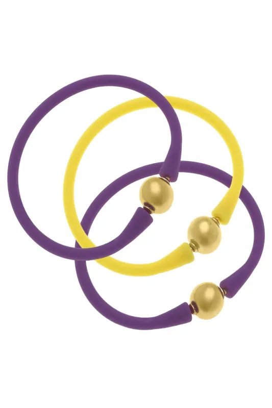 Bali Game Day 24K Gold Bracelet Set of 3 in Purple & Yellow - FINAL SALE sold by Canvas Style