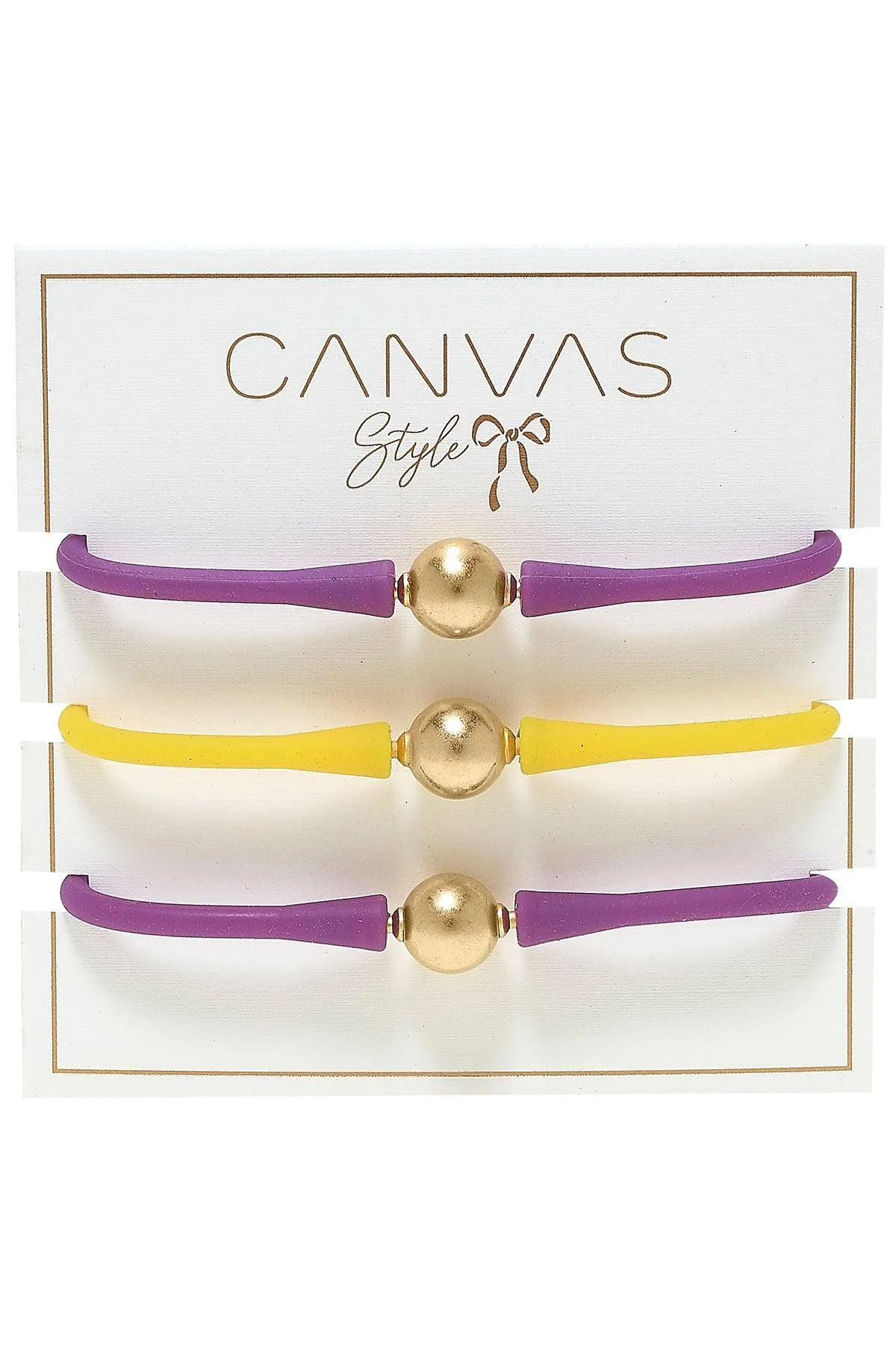 Bali Game Day 24K Gold Bracelet Set of 3 in Purple & Yellow - FINAL SALE sold by Canvas Style product image thumbnail 2