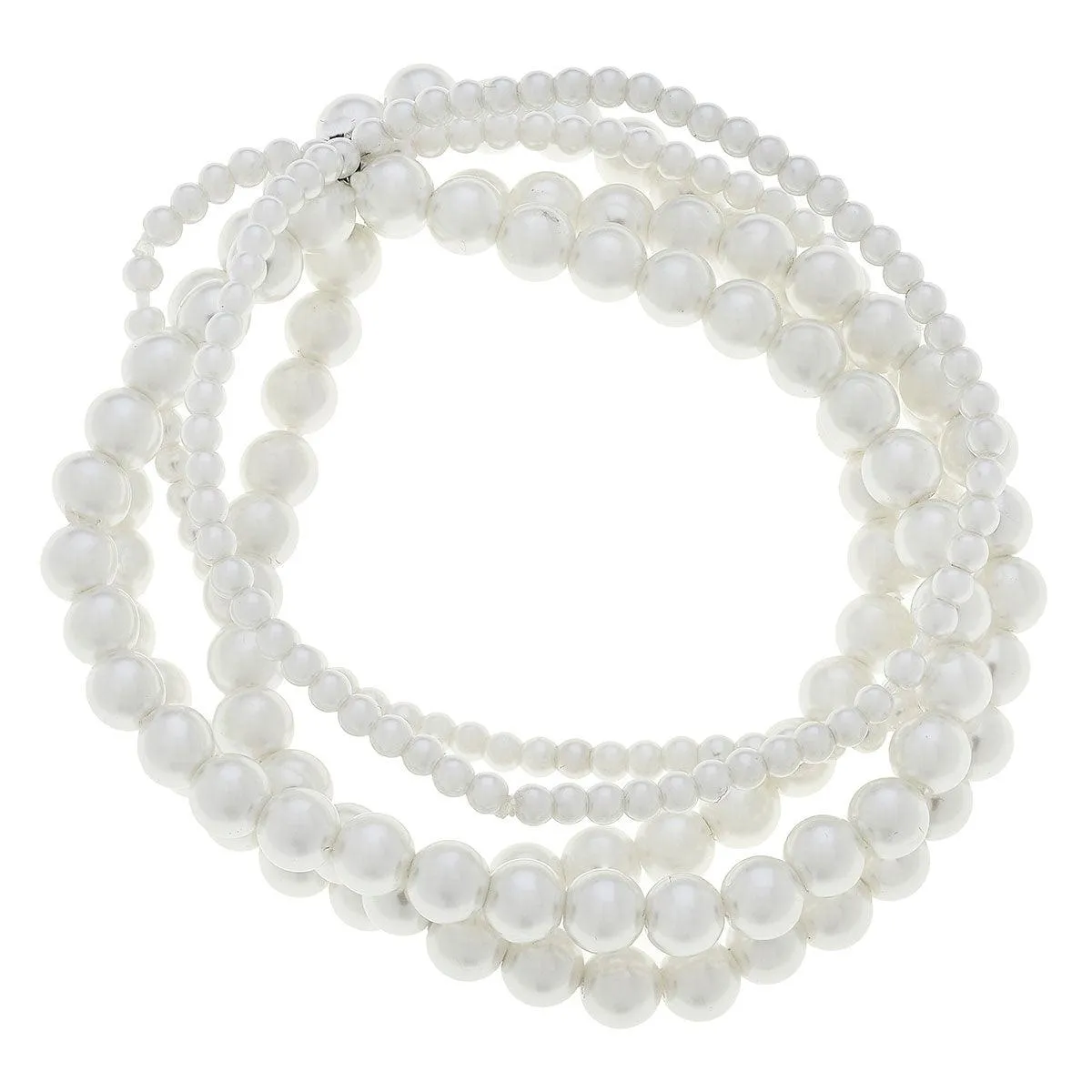 Theresa Pearl Multi Strand Stretch Bracelet in Ivory sold by Canvas Style