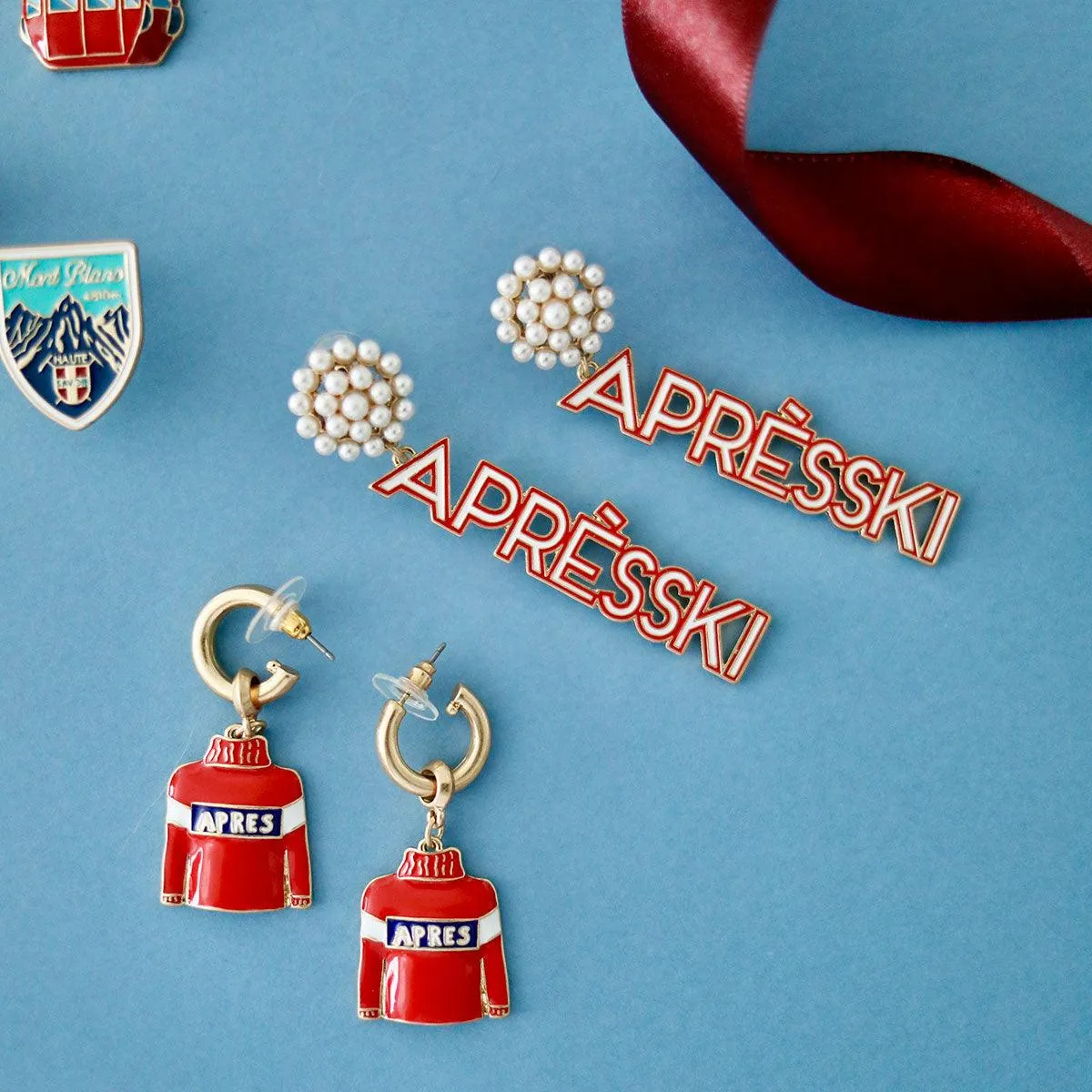 Aspen Après-Ski Pearl Cluster Enamel Earrings - FINAL SALE sold by Canvas Style product image thumbnail 3
