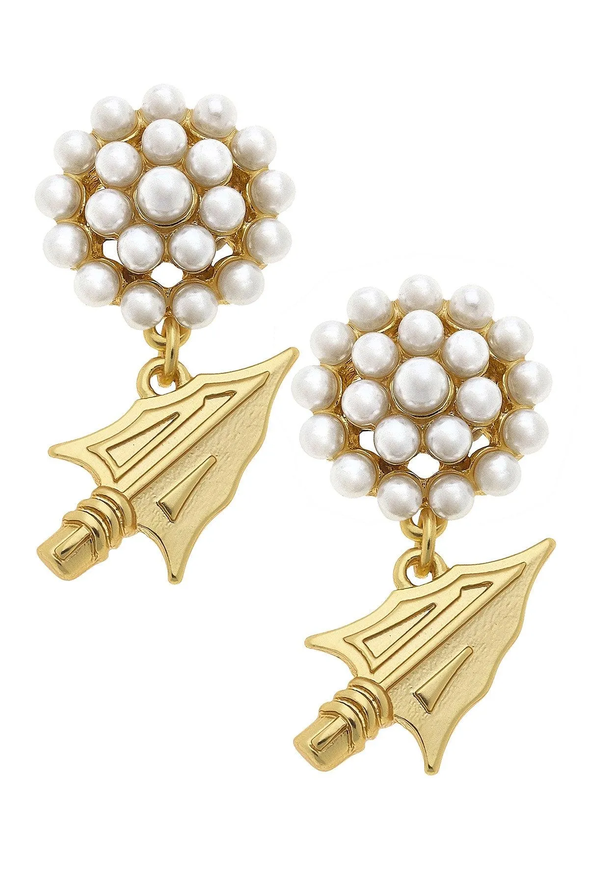Florida State Seminoles Pearl Cluster 24K Gold Plated Logo Earrings sold by Canvas Style