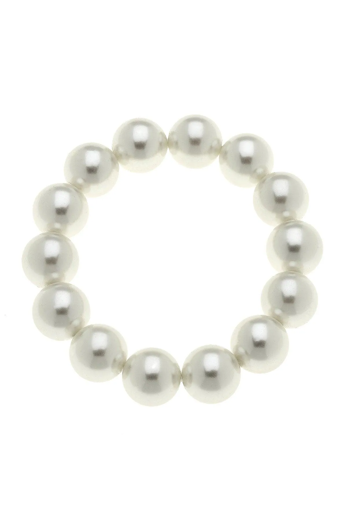 Eleanor Beaded Pearl Stretch Bracelet in Ivory sold by Canvas Style