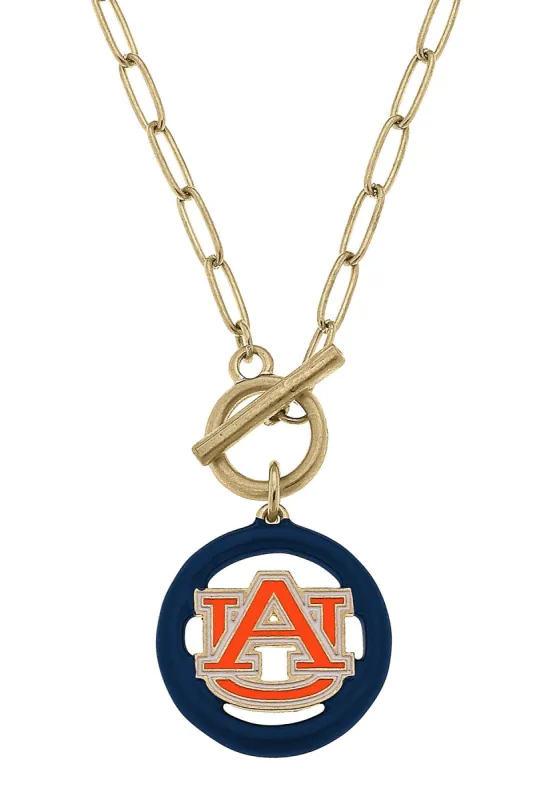 Auburn Tigers Enamel Logo T-Bar 16" Necklace sold by Canvas Style