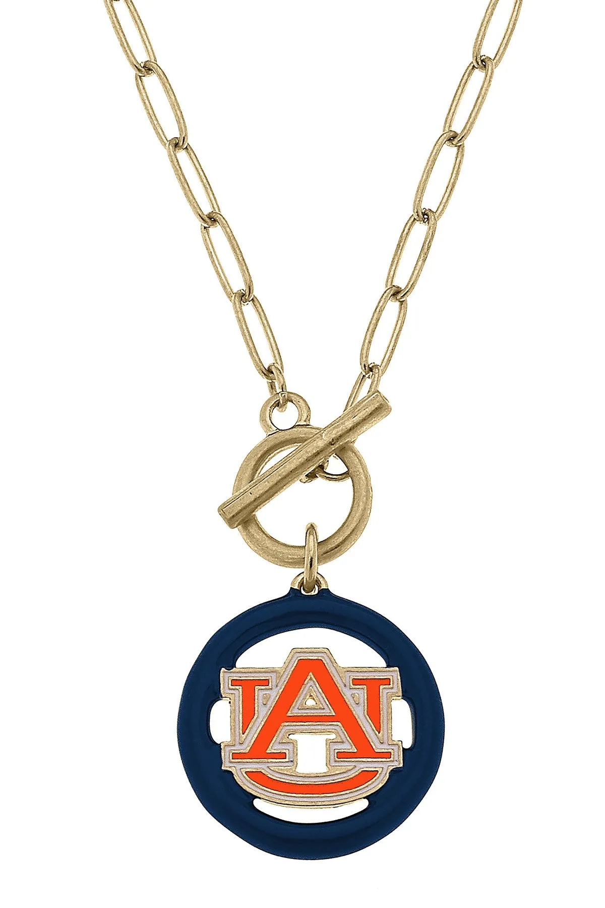 Auburn Tigers Enamel Logo T-Bar 16" Necklace sold by Canvas Style