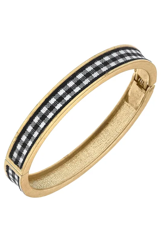 Makenzie Gingham Hinge Bangle in Black sold by Canvas Style