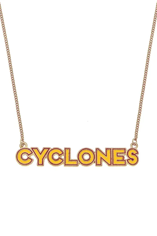 Iowa State Cyclones Outline Enamel Necklace in Cardinal/Gold - FINAL SALE sold by Canvas Style