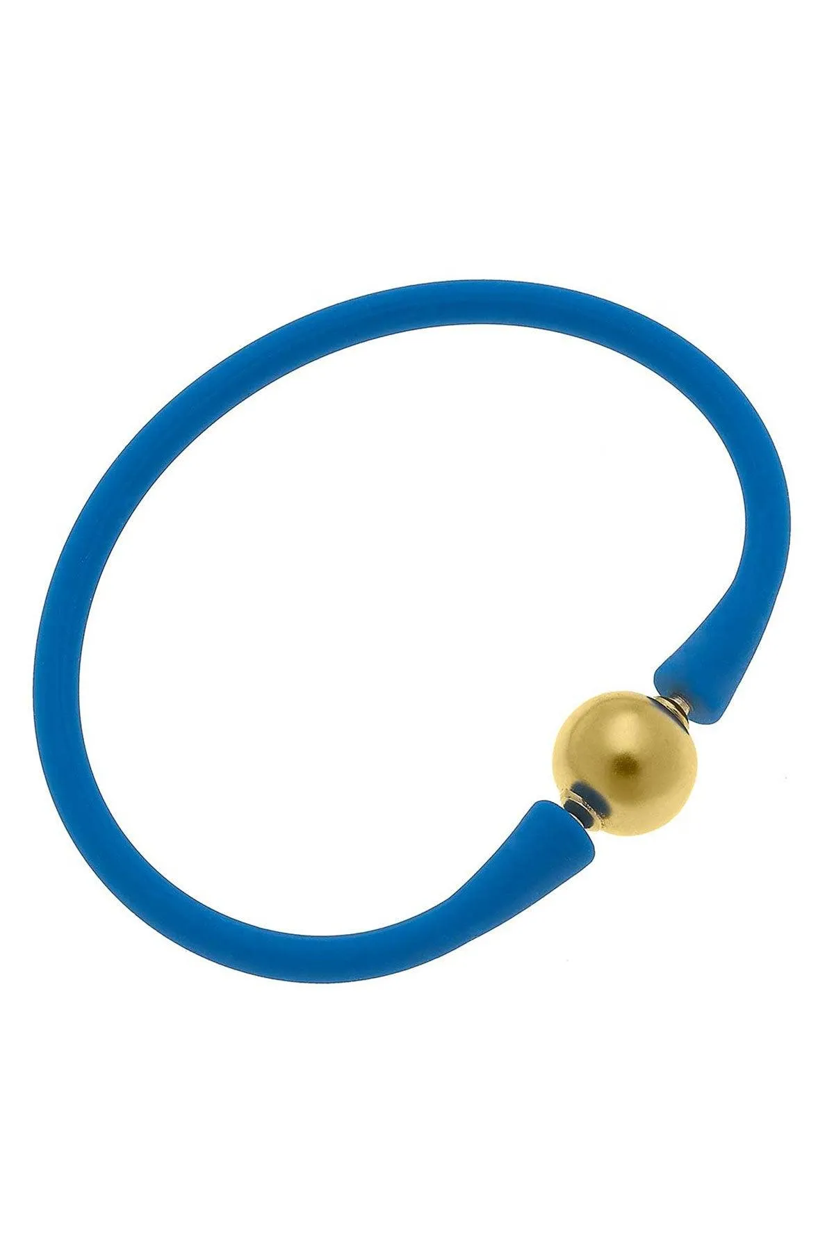 Bali 24K Gold Plated Ball Bead Silicone Bracelet in Blue - FINAL SALE sold by Canvas Style