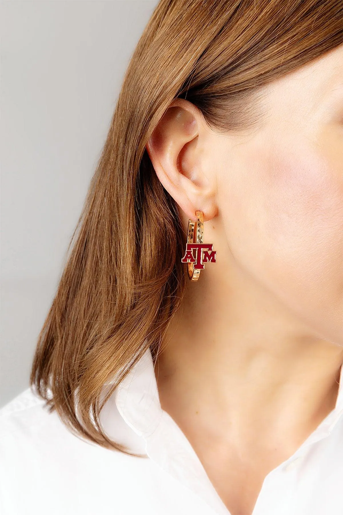 Texas A&M Aggies Enamel Logo Hoop Earrings sold by Canvas Style product image thumbnail 2