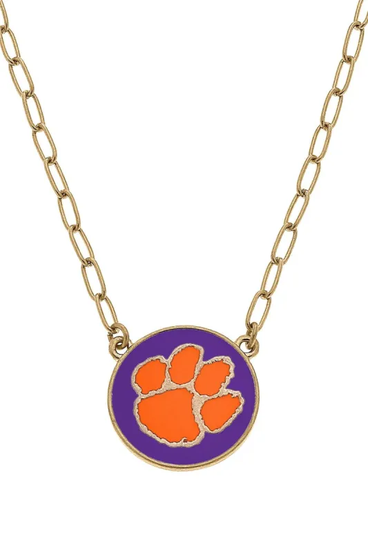 Clemson Tigers Enamel Disc Pendant Necklace - FINAL SALE sold by Canvas Style