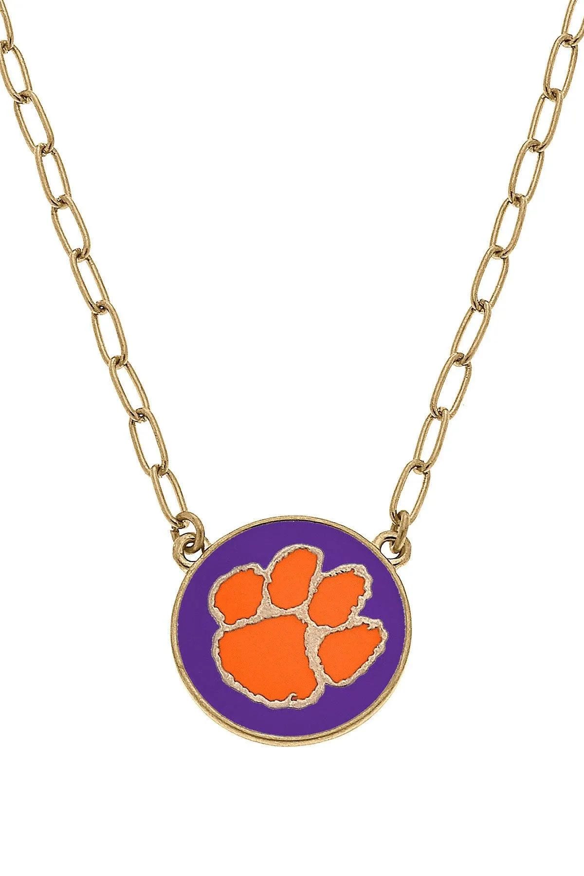 Clemson Tigers Enamel Disc Pendant Necklace - FINAL SALE sold by Canvas Style