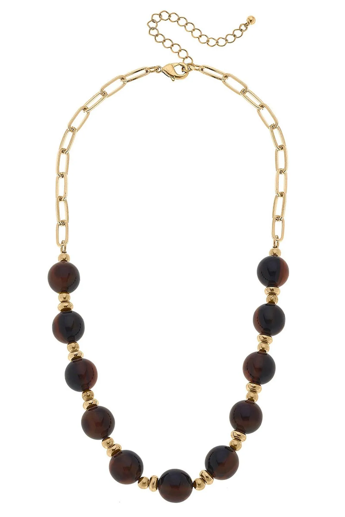 Jade Resin Ball Bead Chain Link Necklace in Tortoise sold by Canvas Style