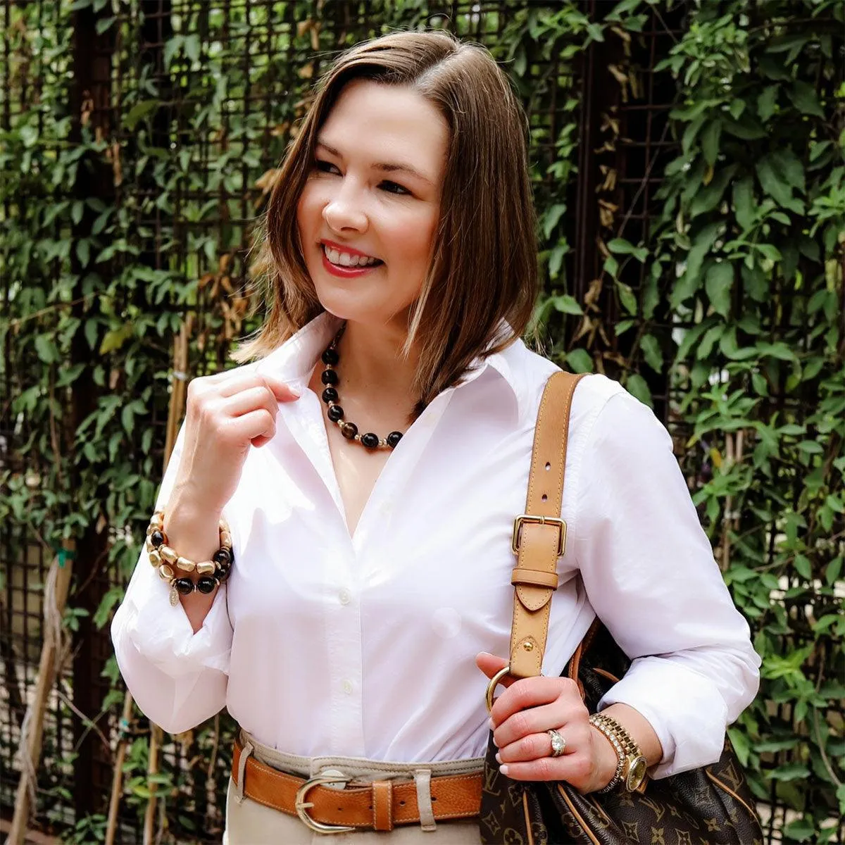 Jade Resin Ball Bead Chain Link Necklace in Tortoise sold by Canvas Style product image thumbnail 2