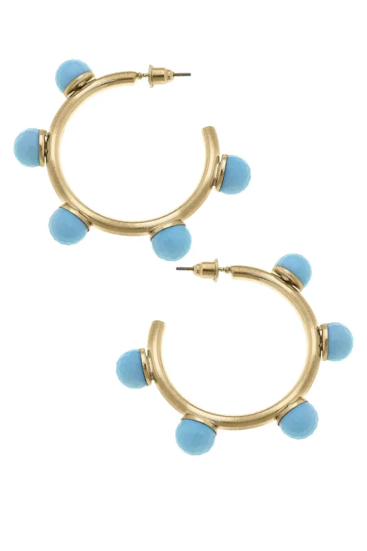 Allison Resin Beaded Hoop Earrings in Light Blue sold by Canvas Style