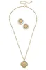 Quilted Metal Earring and Necklace Set in Worn Gold sold by Canvas Style