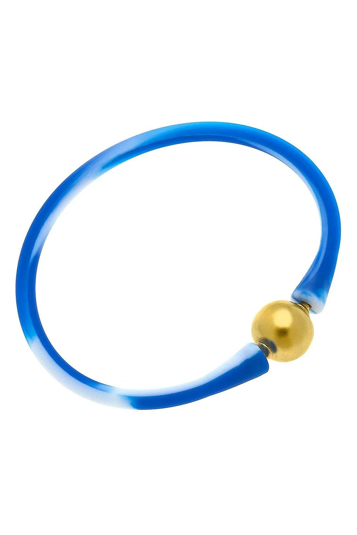 Bali 24K Gold Plated Ball Bead Silicone Bracelet in Tie-Dye Blue - FINAL SALE sold by Canvas Style