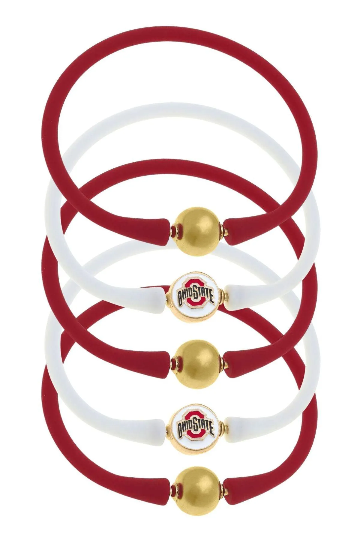 Ohio State Buckeyes 24K Gold Plated Bali Bracelet Stack (Set of 5) sold by Canvas Style