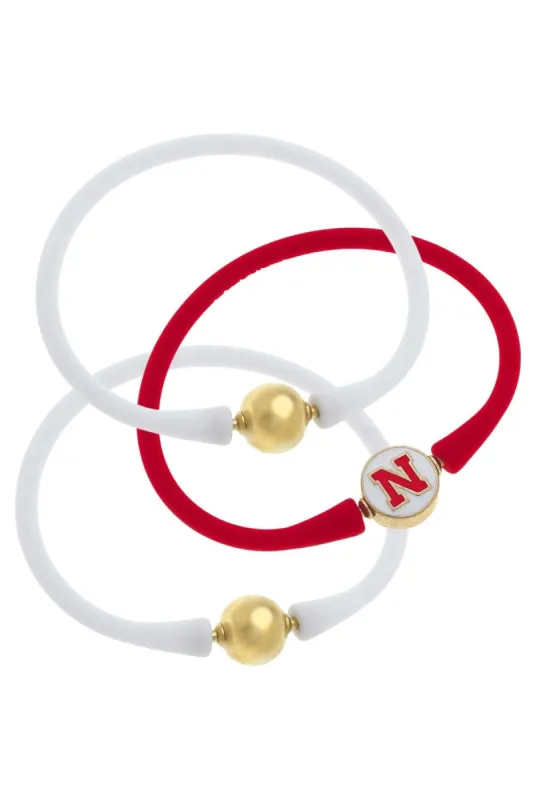 Nebraska Cornhuskers 24K Gold Plated Bali Bracelet Stack (Set of 3) sold by Canvas Style