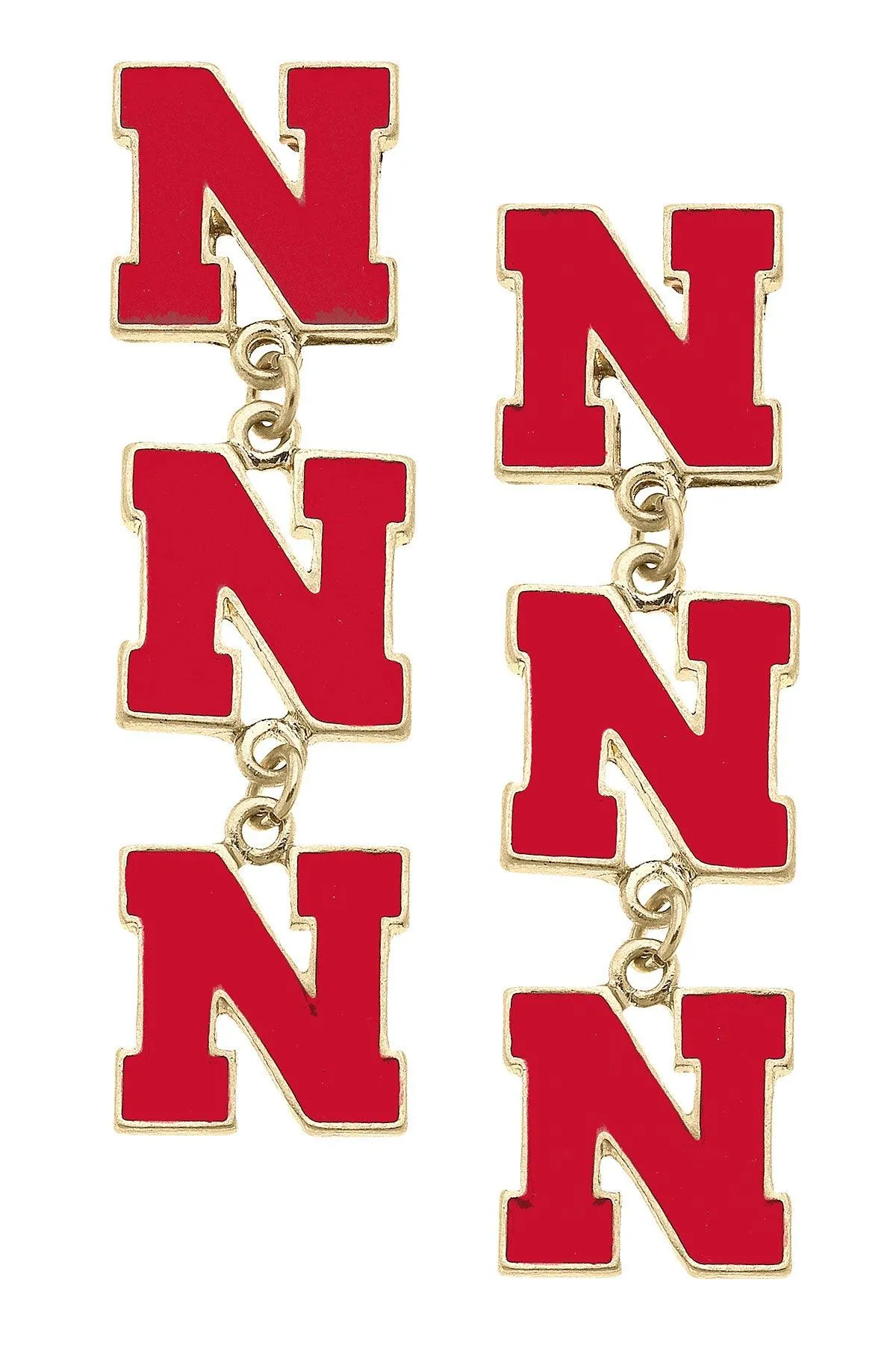 Nebraska Cornhuskers Triple Drop Enamel Earrings - FINAL SALE sold by Canvas Style