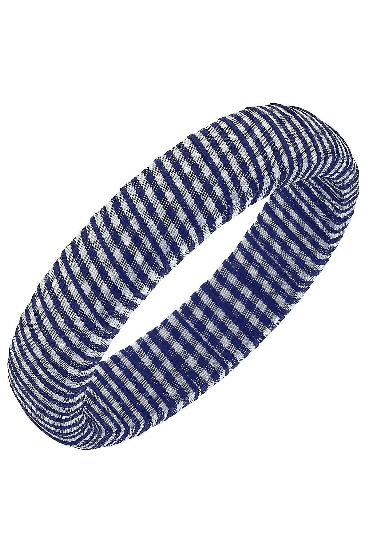 Reagan Gingham Statement Bangle in Navy sold by Canvas Style